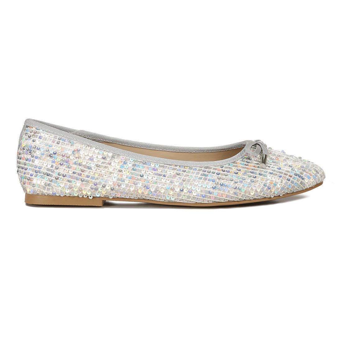 sequin embellished ballet flats#color_silver