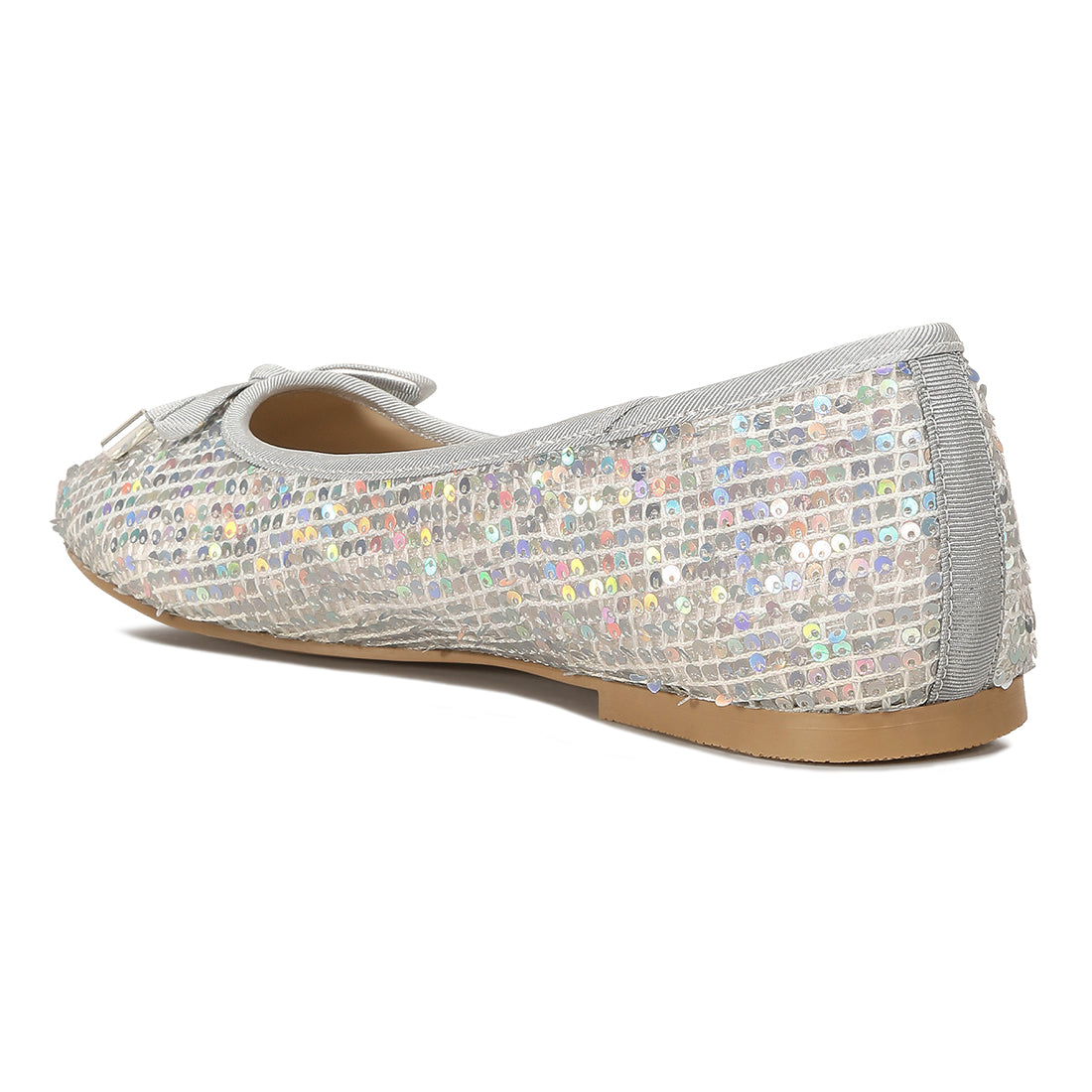 sequin embellished ballet flats#color_silver