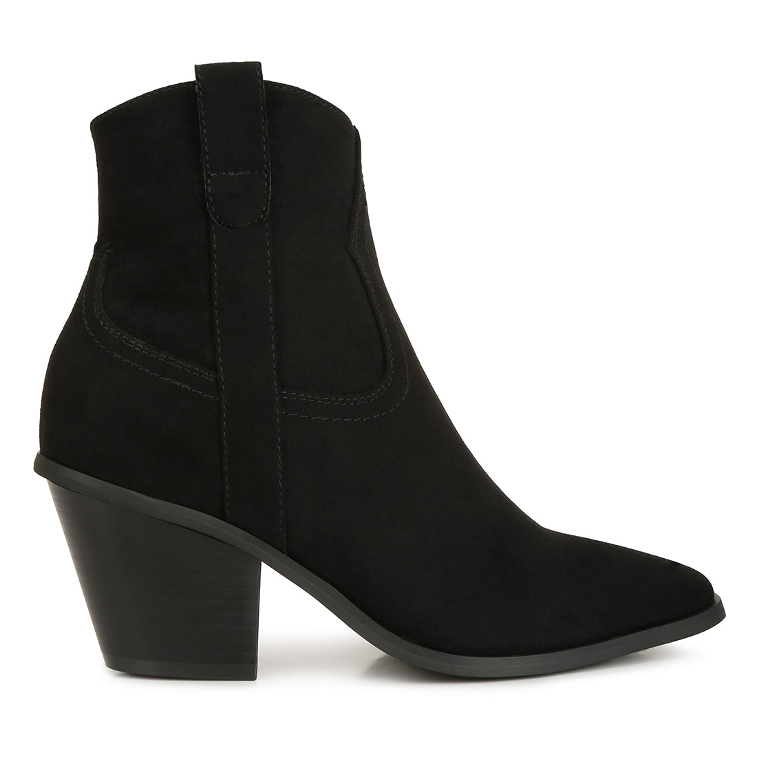 elettra ankle length cowboy boots#color_black