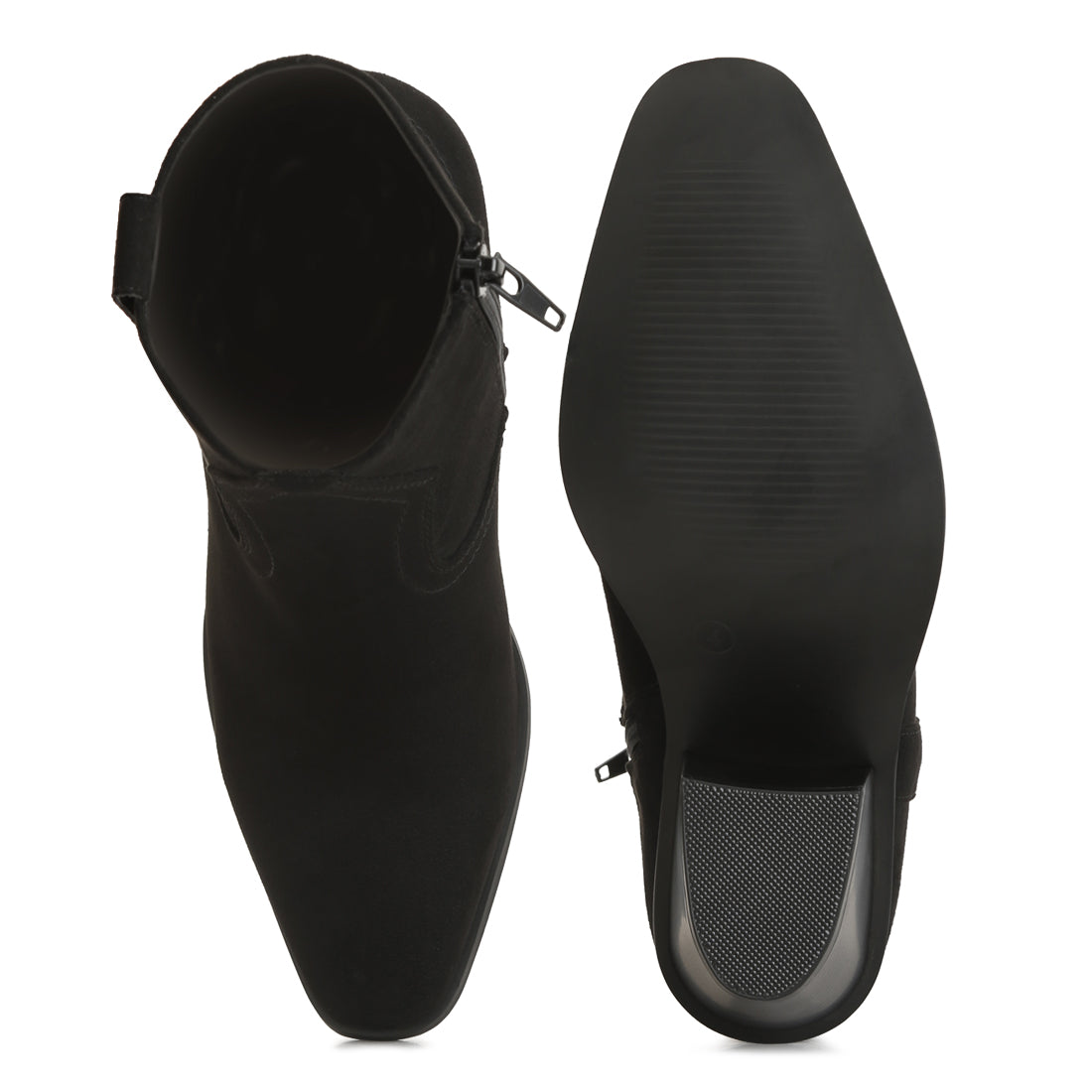 elettra ankle length cowboy boots#color_black