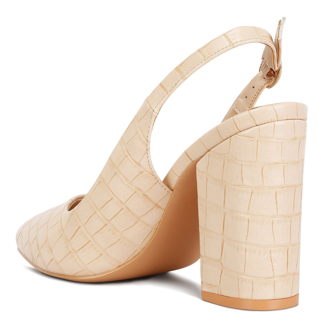 macha croc texture sling back heels#color_beige