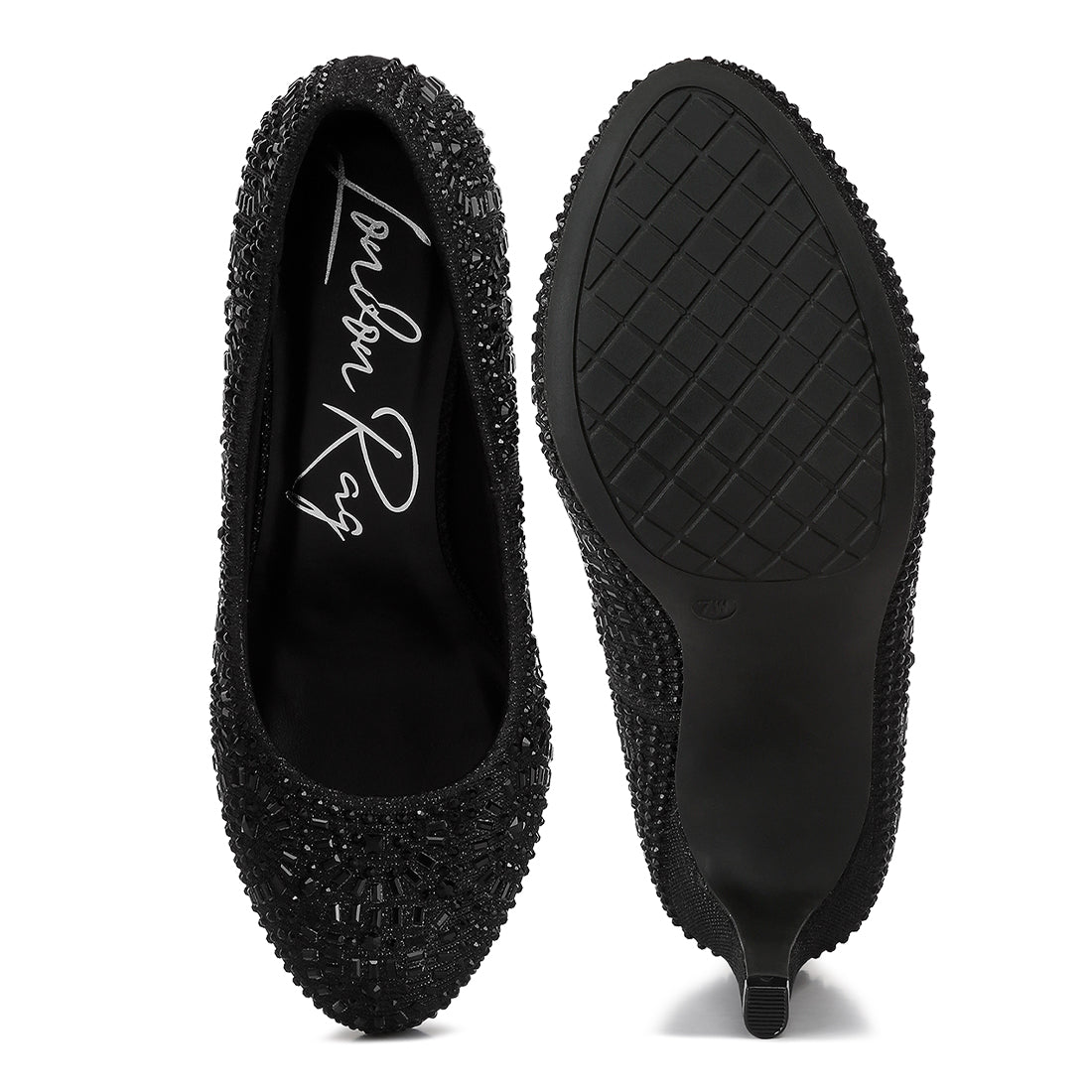 exquisite rhinestone embellished stiletto pumps#color_black