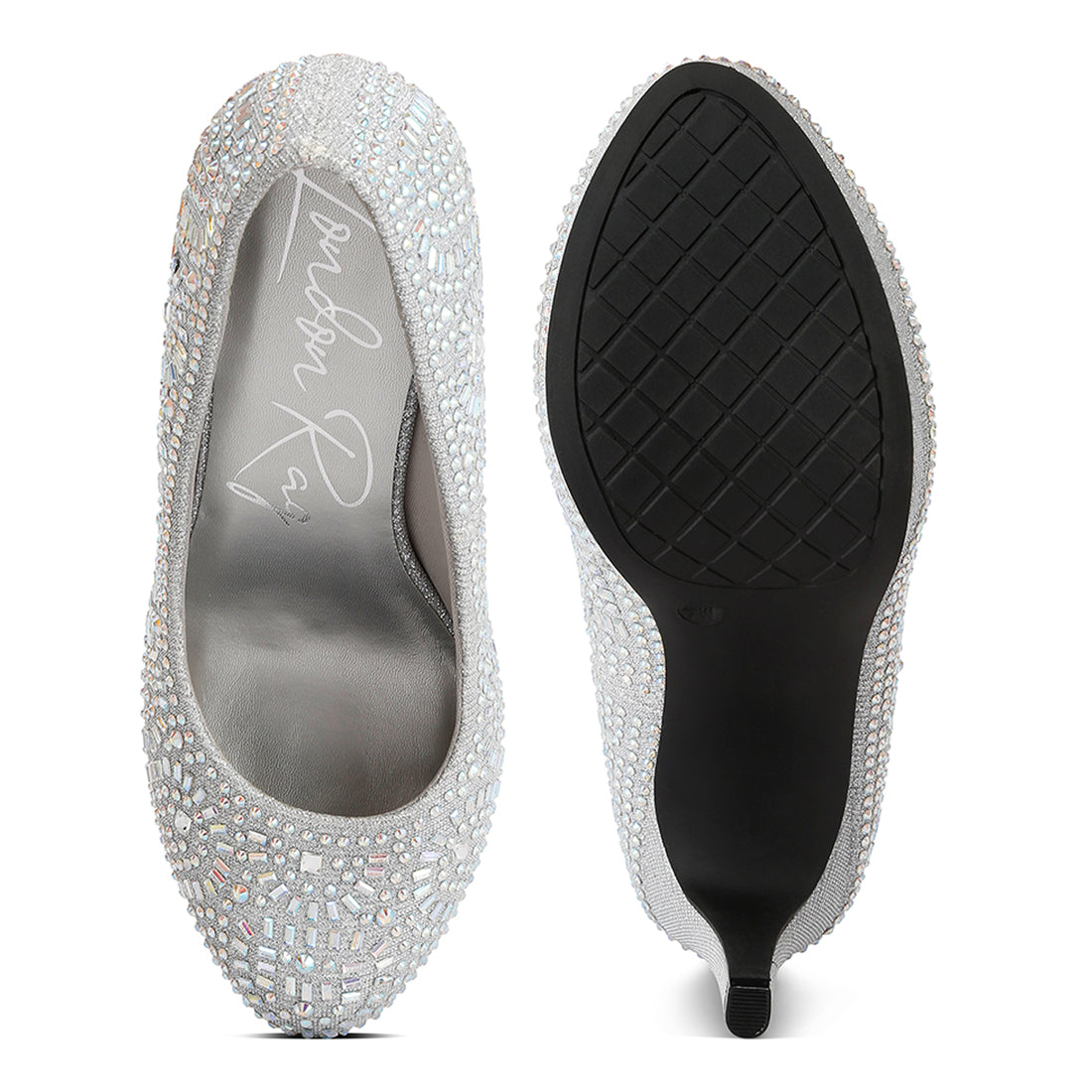 exquisite rhinestone embellished stiletto pumps#color_silver