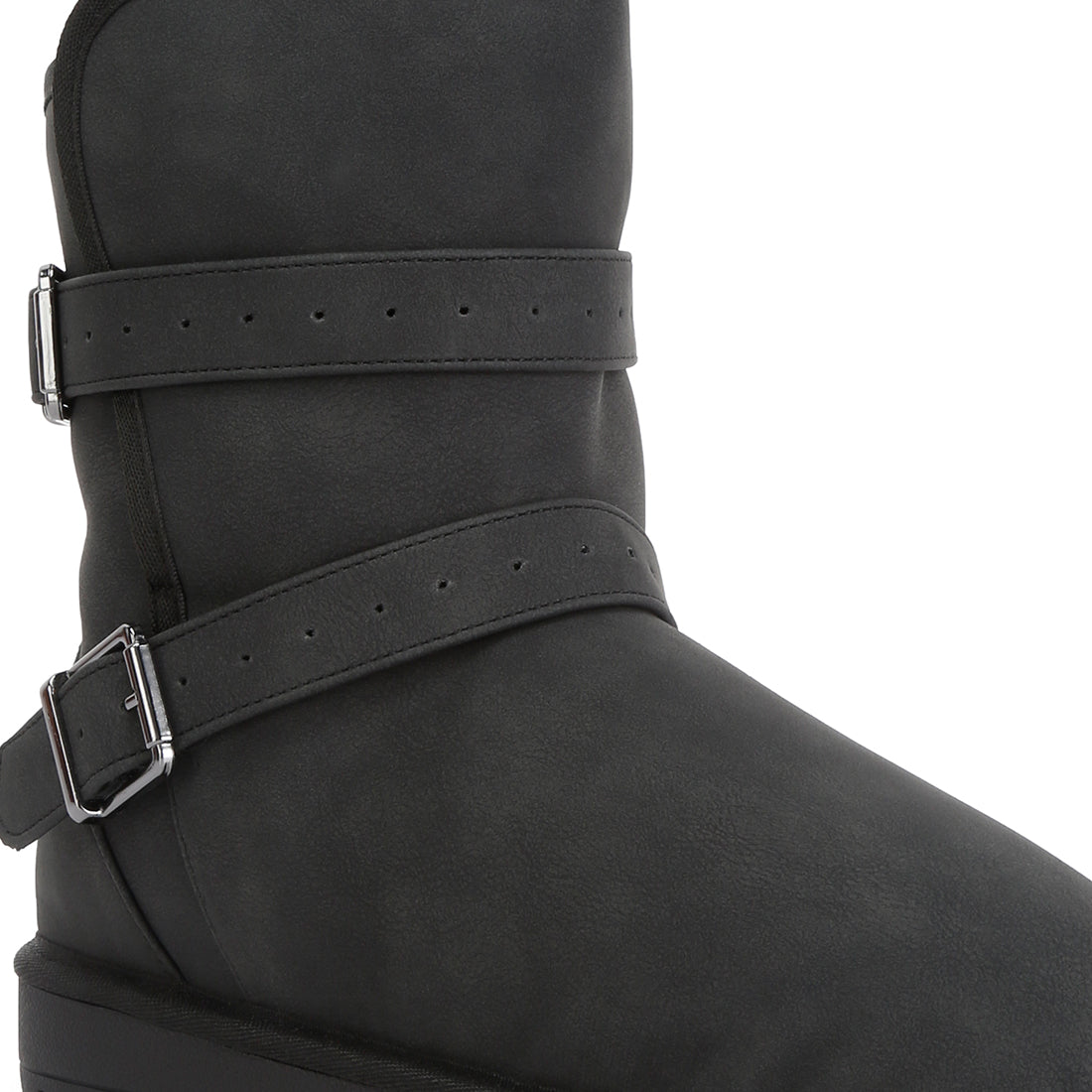 basil buckle strap detail boots#color_black