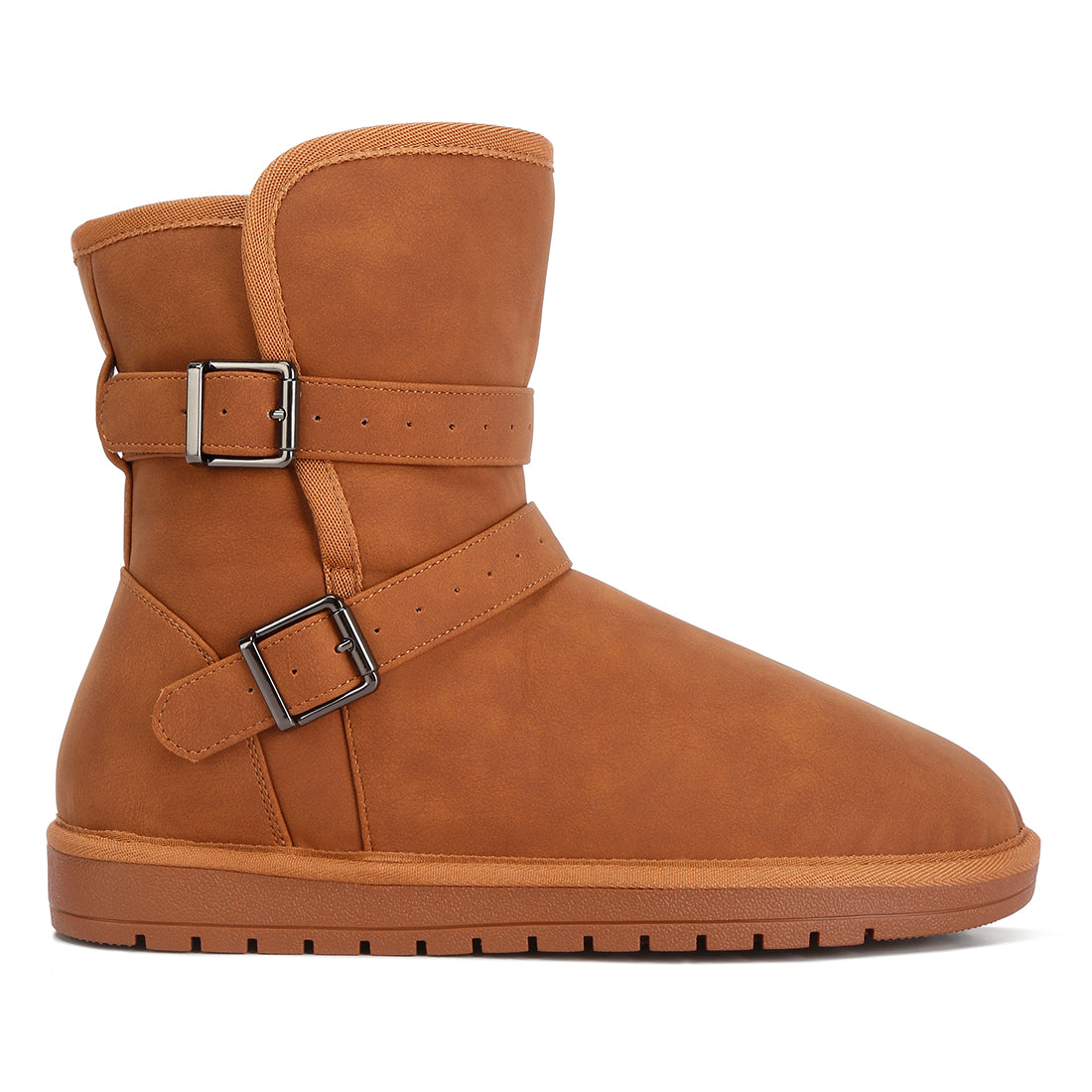 basil buckle strap detail boots#color_tan