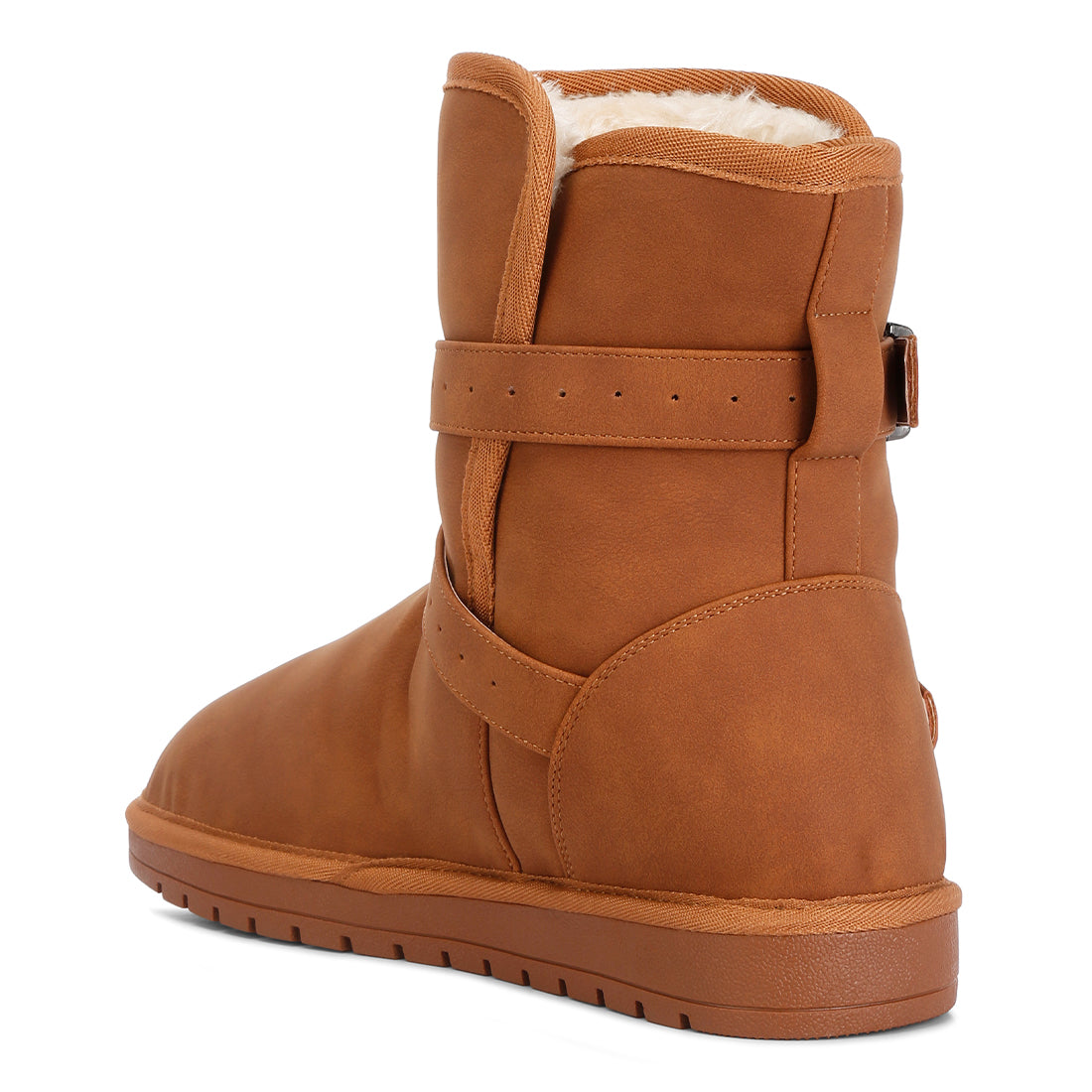 basil buckle strap detail boots#color_tan
