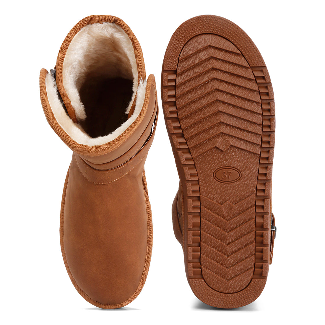 basil buckle strap detail boots#color_tan