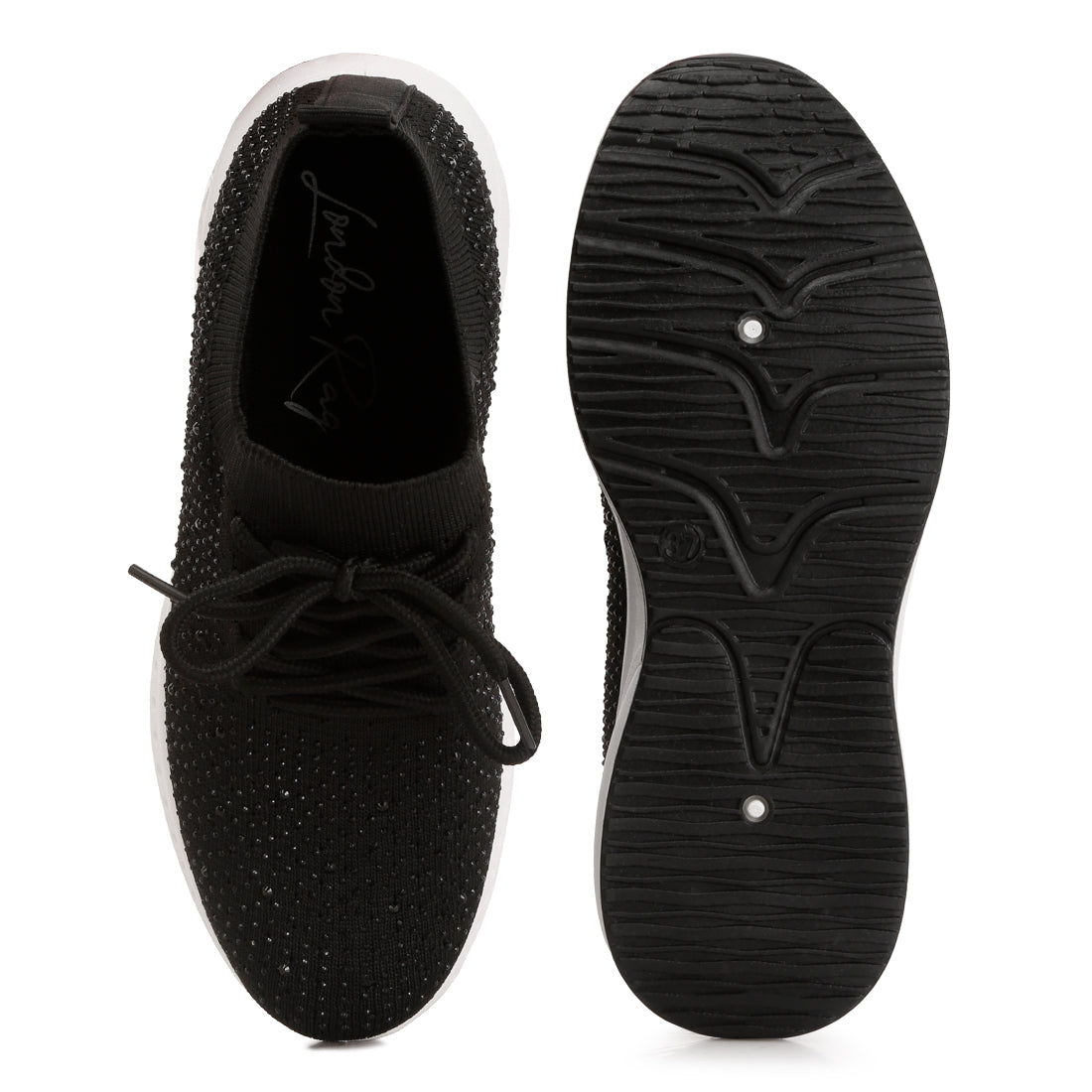 elizha stud embellished sneakers#color_black