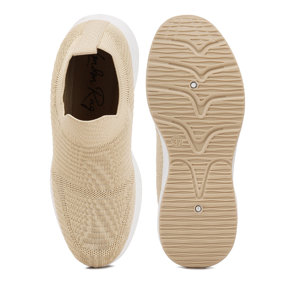 jafna knitted slip on sneakers#color_beige