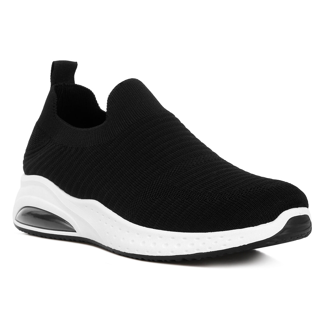 jafna knitted slip on sneakers#color_black