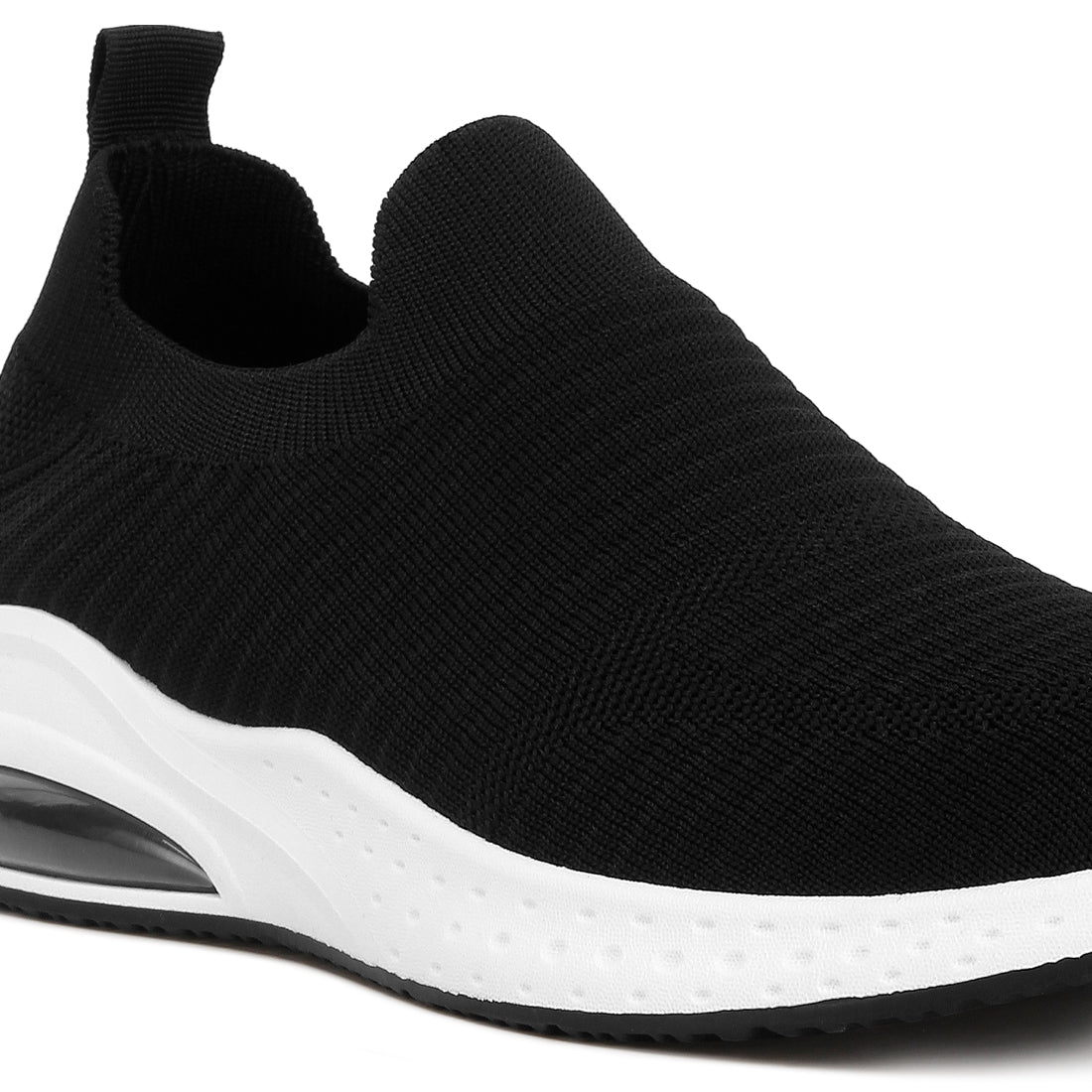 jafna knitted slip on sneakers#color_black