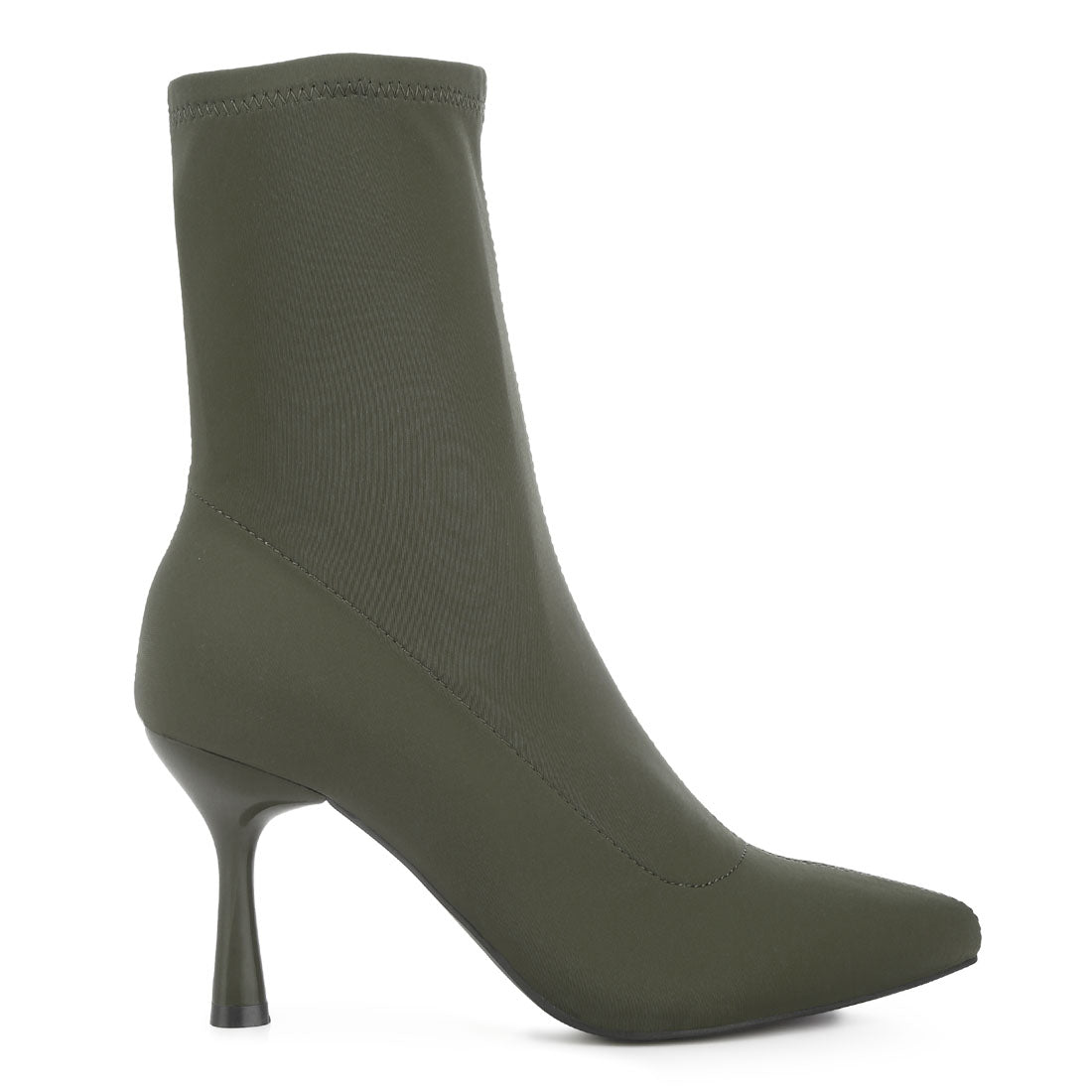 solid mid heel sock boots#color_olive
