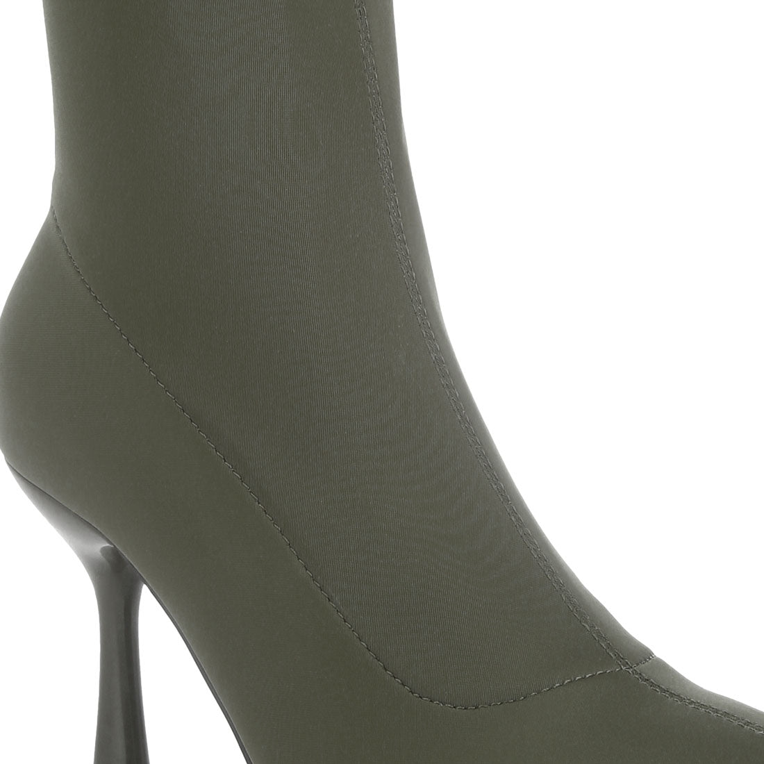solid mid heel sock boots#color_olive