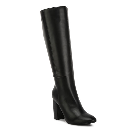 block heel calf length boots#color_black