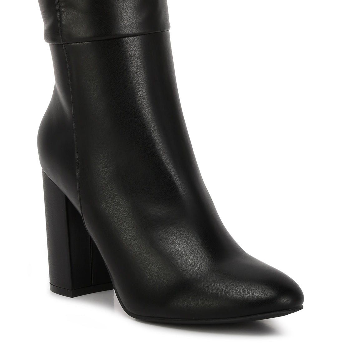 block heel calf length boots#color_black