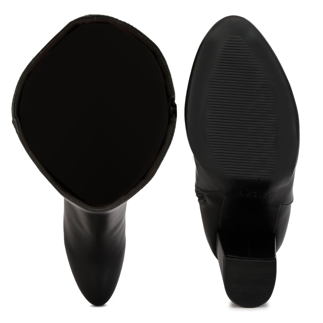 block heel calf length boots#color_black