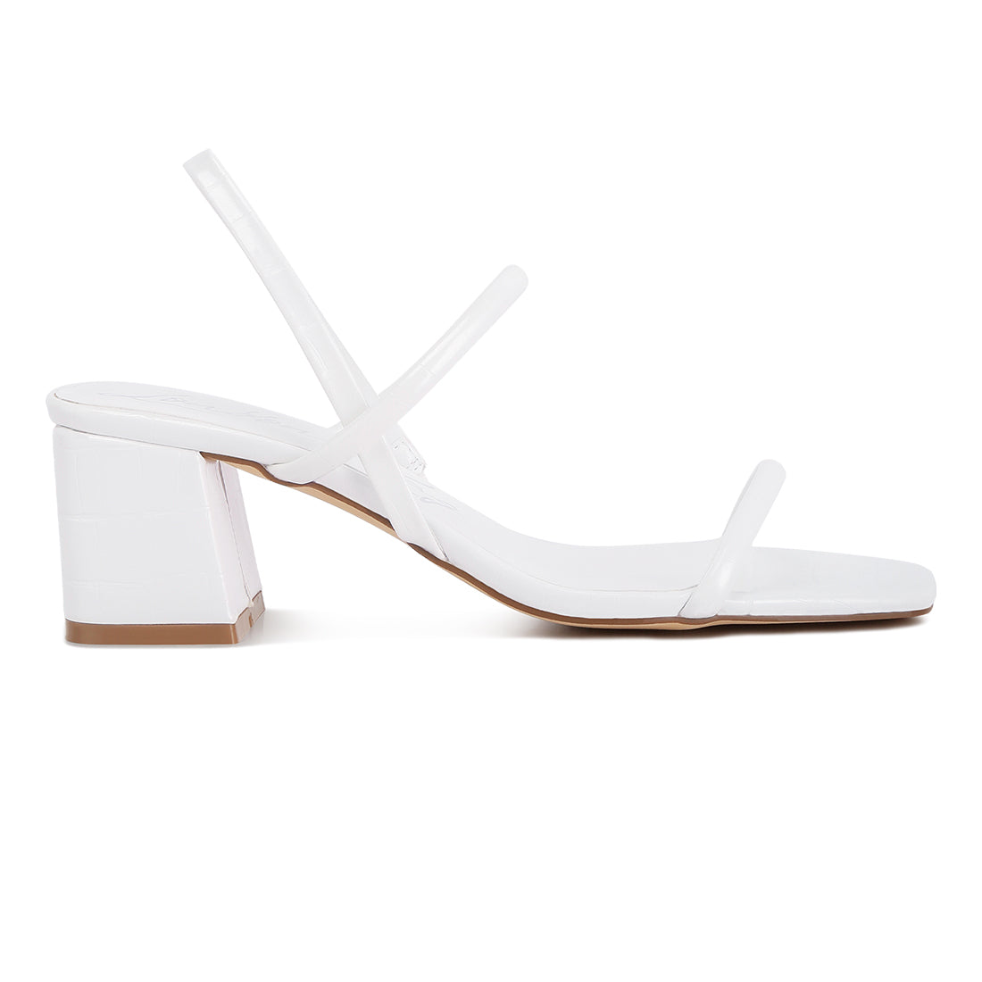 sling back slip on block heel sandals#color_white