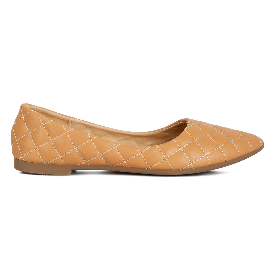 quilted detail ballet flats#color_beige