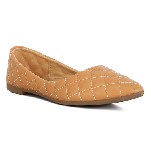 quilted detail ballet flats#color_beige