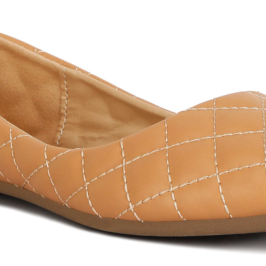 quilted detail ballet flats#color_beige