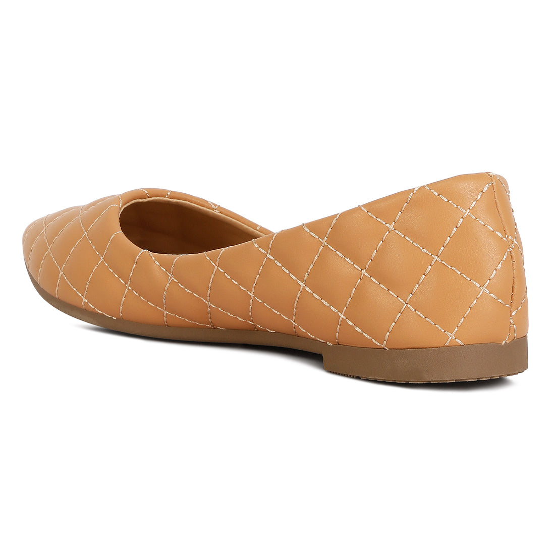 quilted detail ballet flats#color_beige