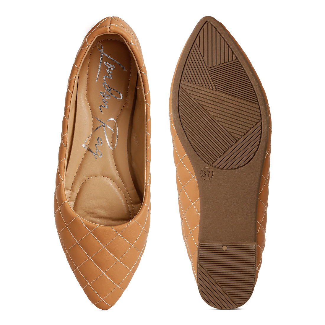 quilted detail ballet flats#color_beige