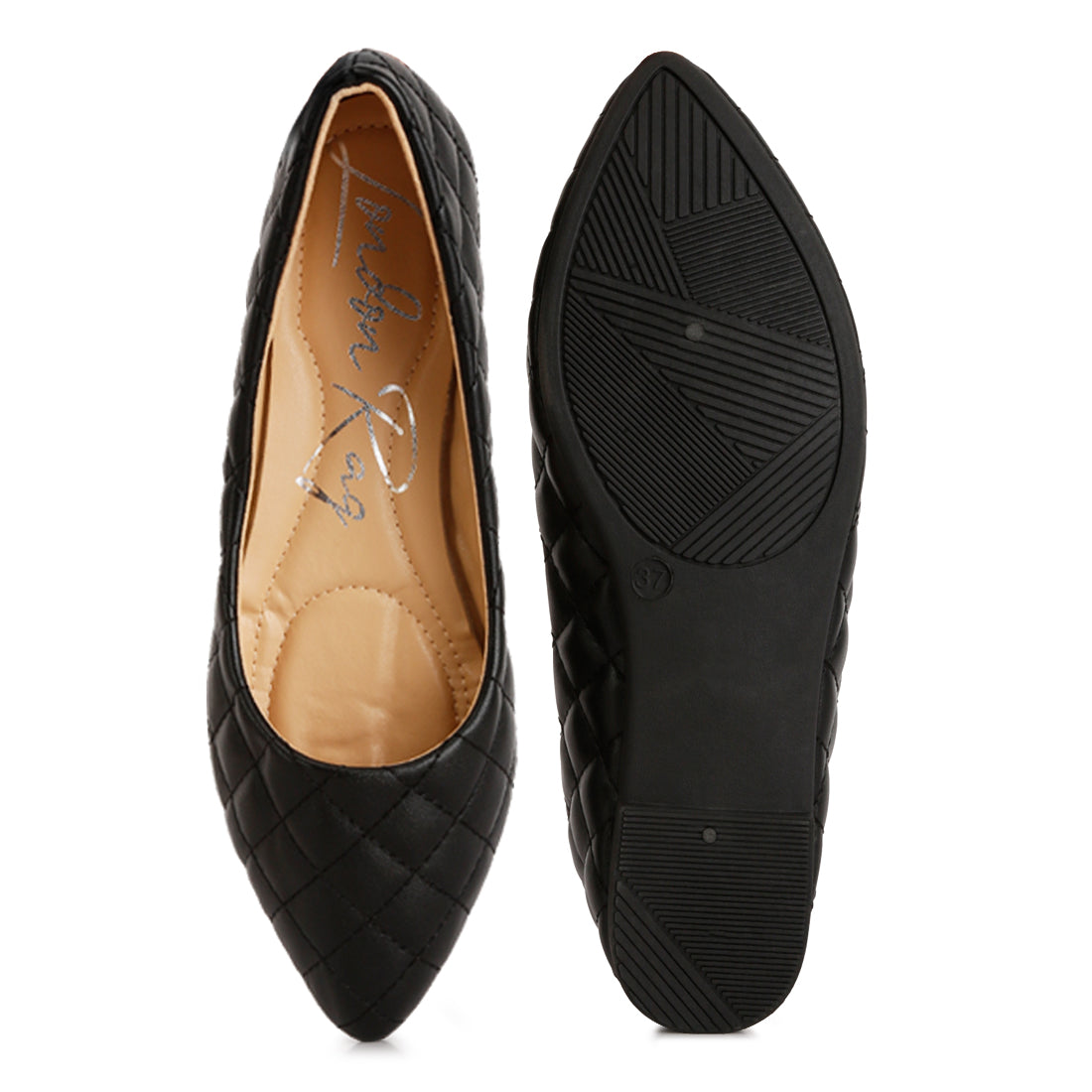 quilted detail ballet flats#color_black