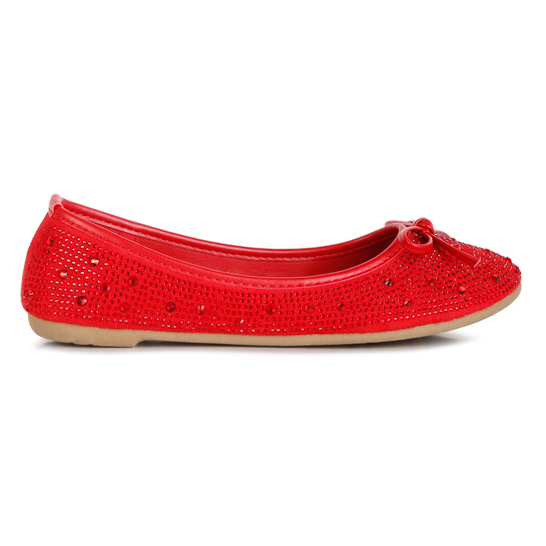 hosana rhinestones and stud embellished ballet flats#color_red