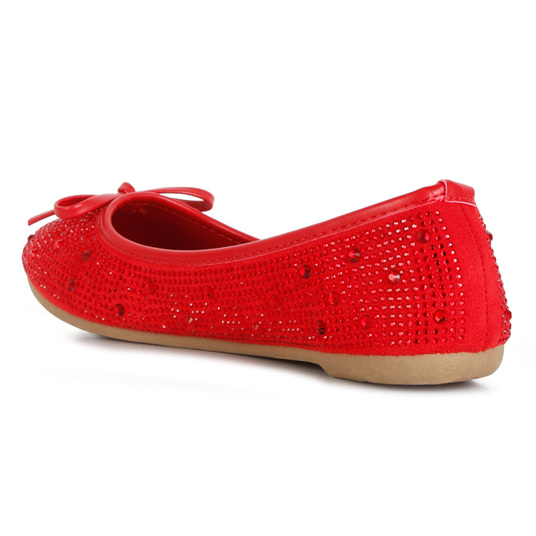 hosana rhinestones and stud embellished ballet flats#color_red