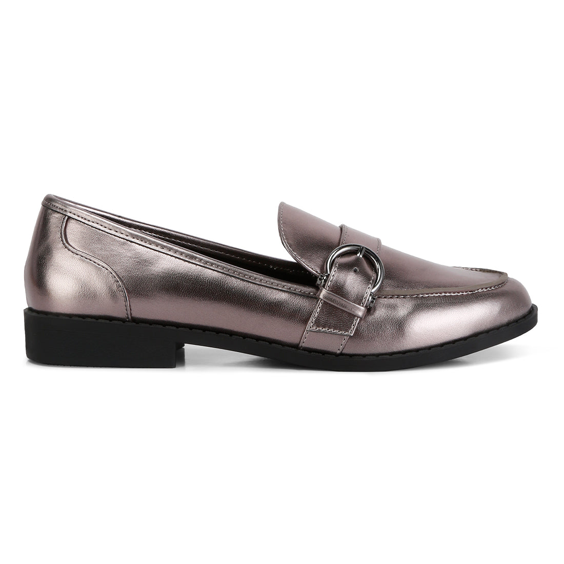 haruka metallic pu loafers#color_pewter