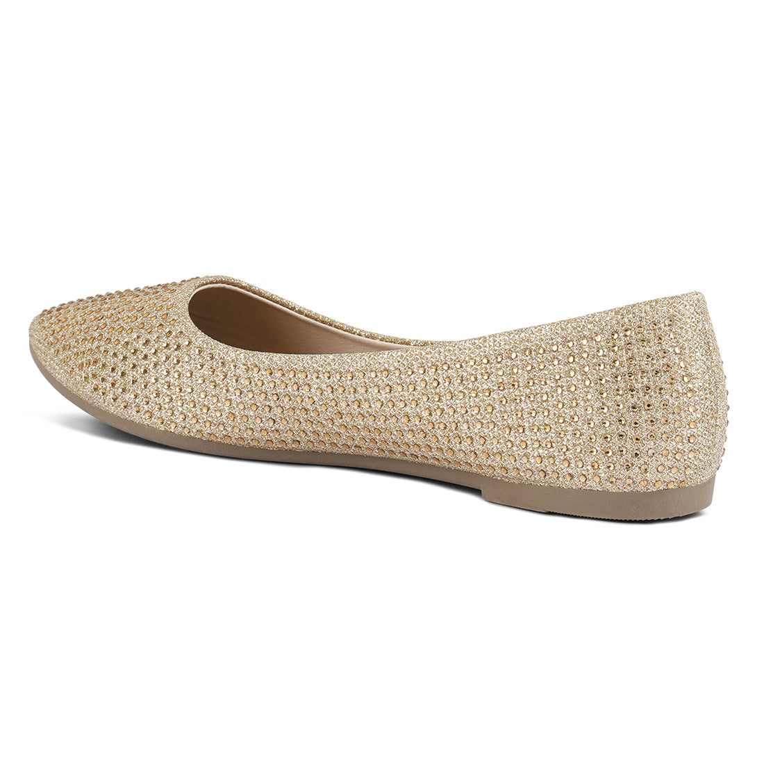 rhinestone studded ballet flats#color_beige