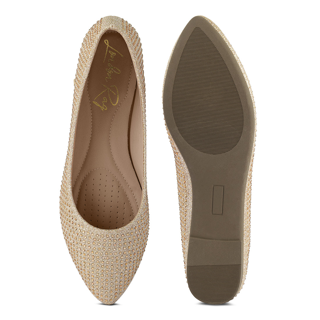 rhinestone studded ballet flats#color_beige
