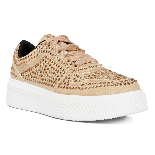 embellished chunky sole sneakers#color_beige