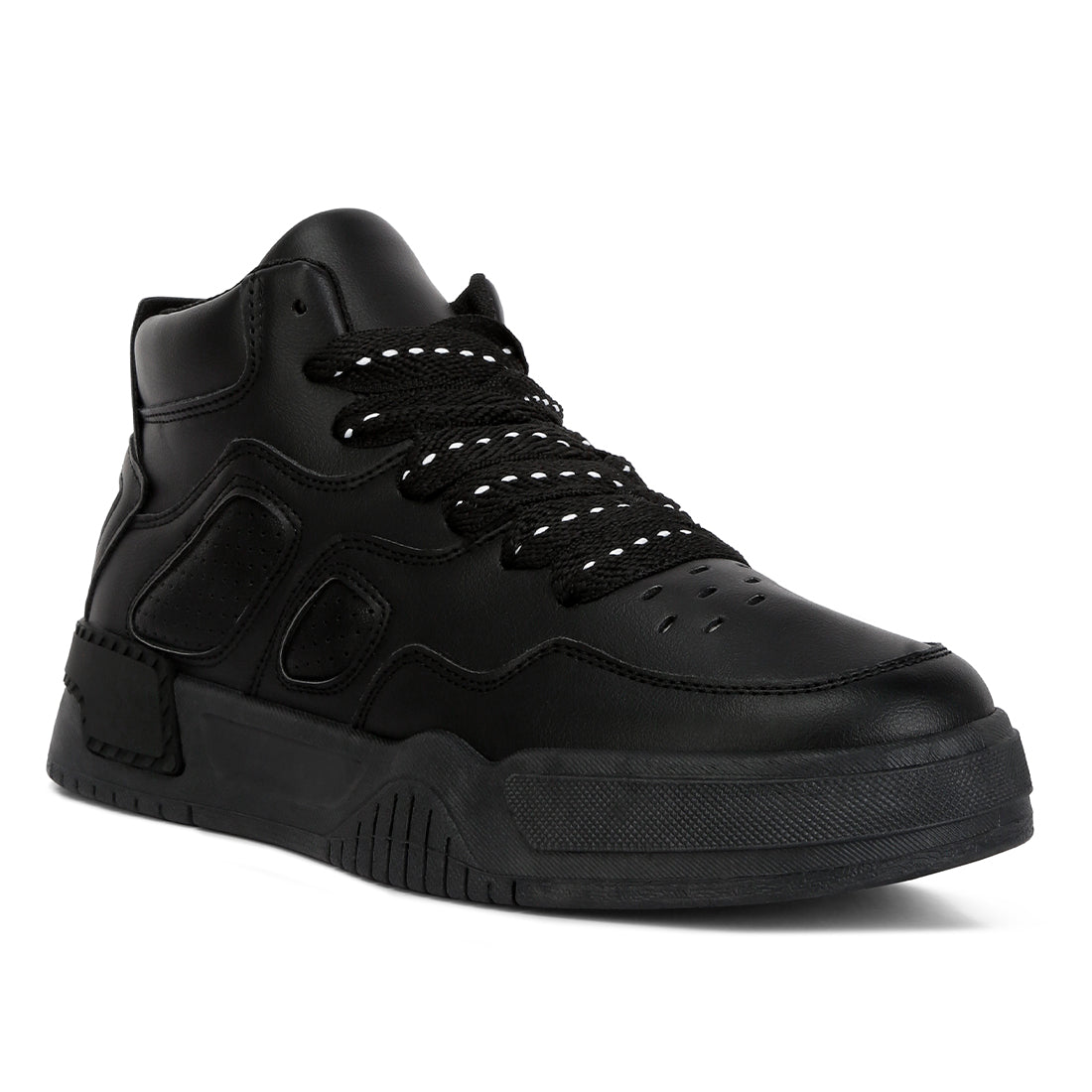 panelling detail ankle length sneakers#color_black