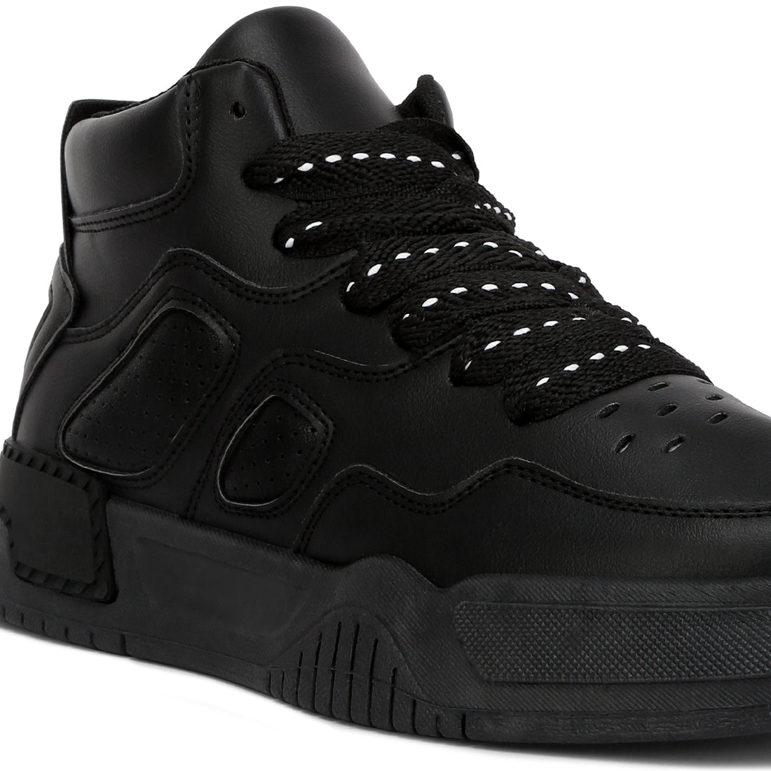 panelling detail ankle length sneakers#color_black