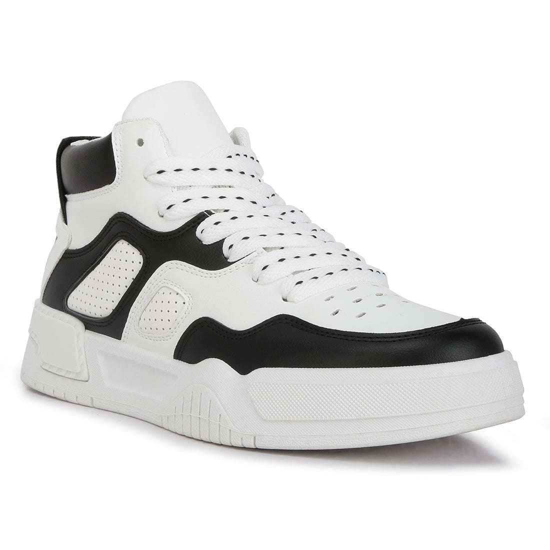 panelling detail ankle length sneakers#color_black-white