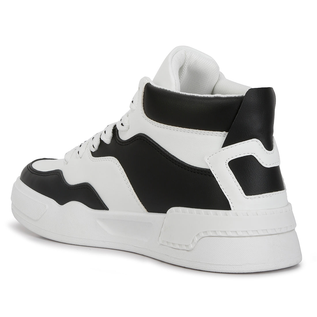panelling detail ankle length sneakers#color_black-white