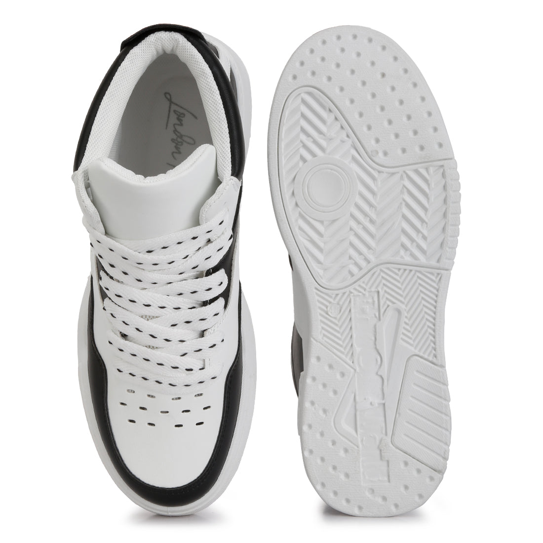 panelling detail ankle length sneakers#color_black-white