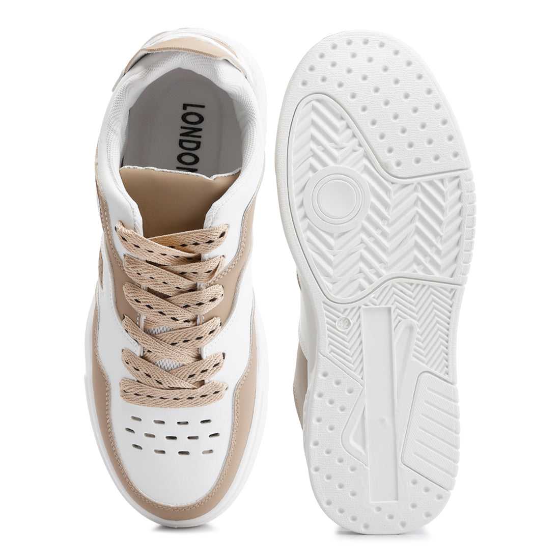 panelling detail flatform sneakers#color_beige