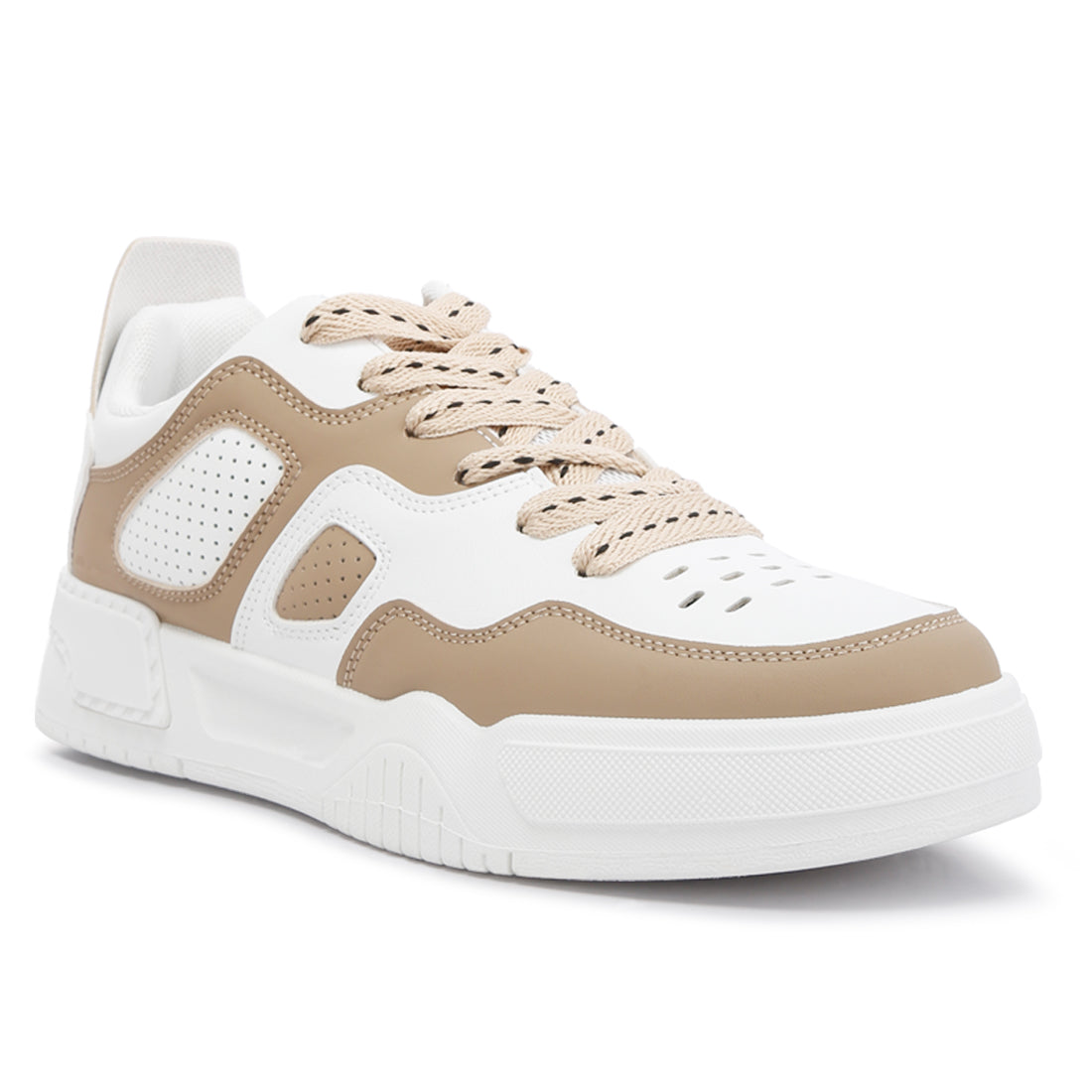 panelling detail flatform sneakers#color_beige