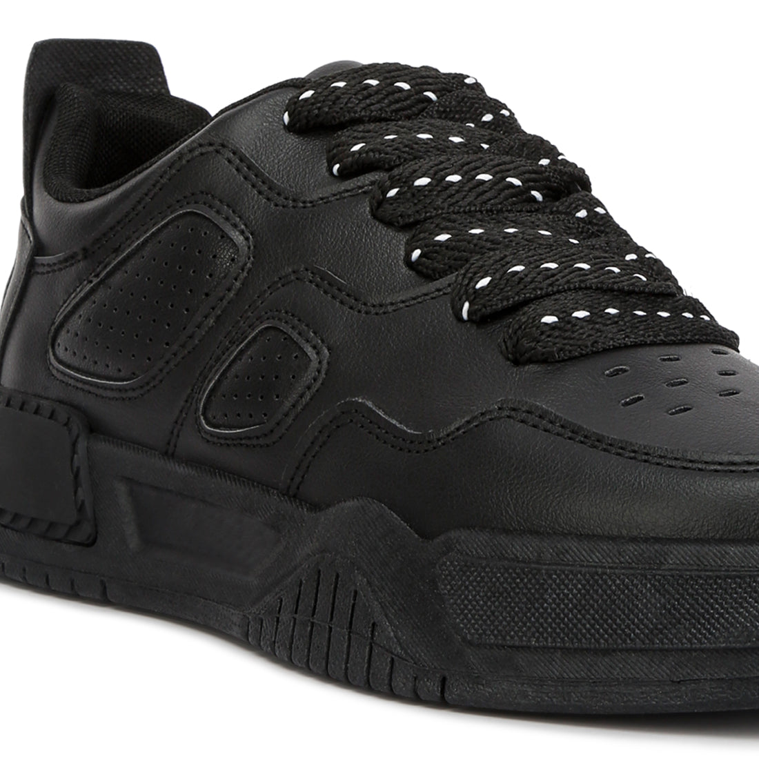 panelling detail flatform sneakers#color_black