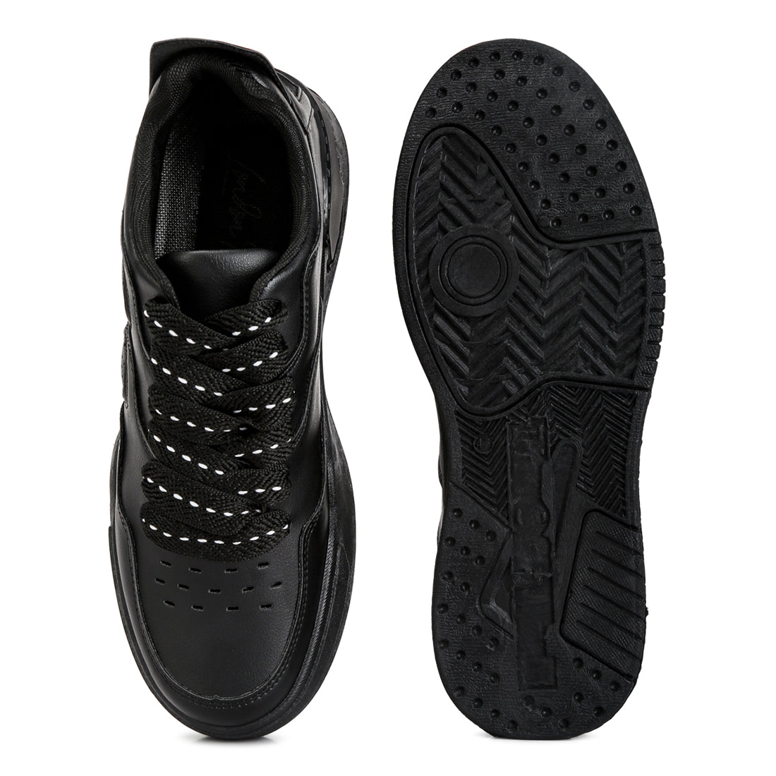 panelling detail flatform sneakers#color_black