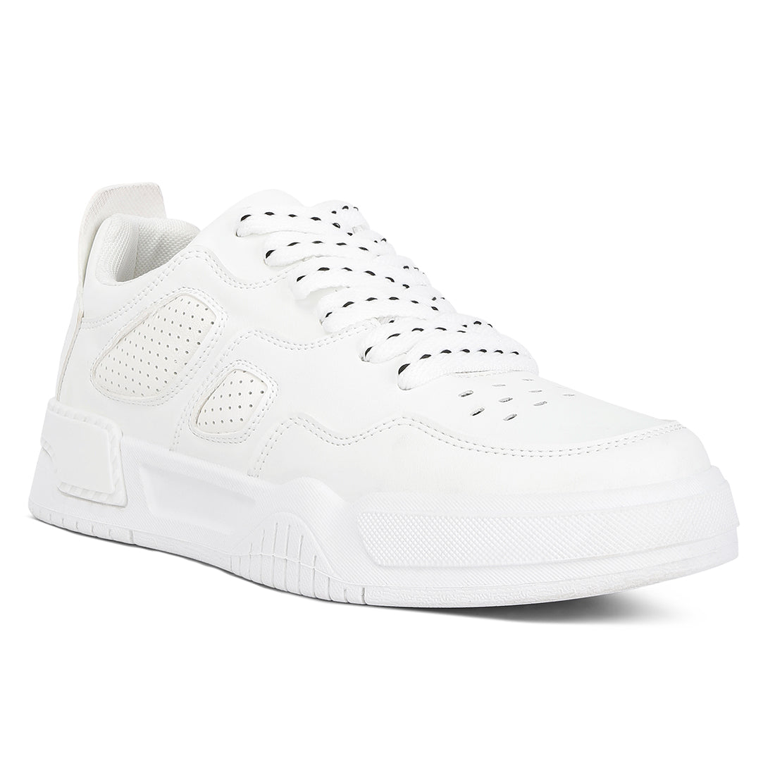 panelling detail flatform sneakers#color_white