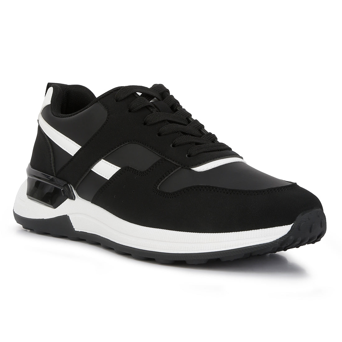 suede paneling detail sneakers#color_black
