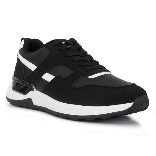 suede paneling detail sneakers#color_black
