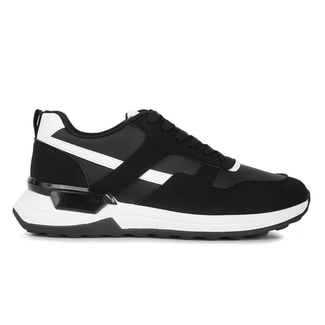 suede paneling detail sneakers#color_black