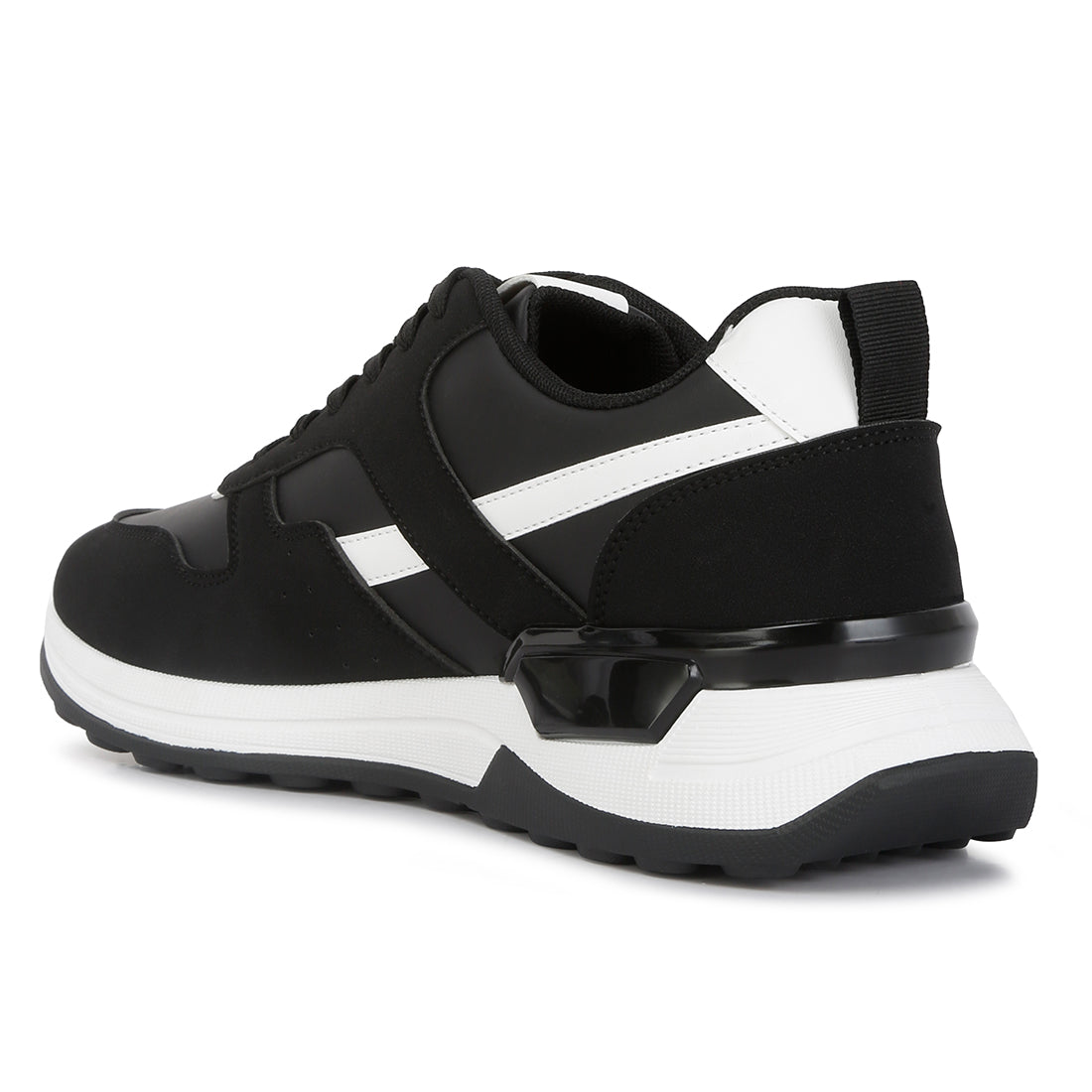 suede paneling detail sneakers#color_black