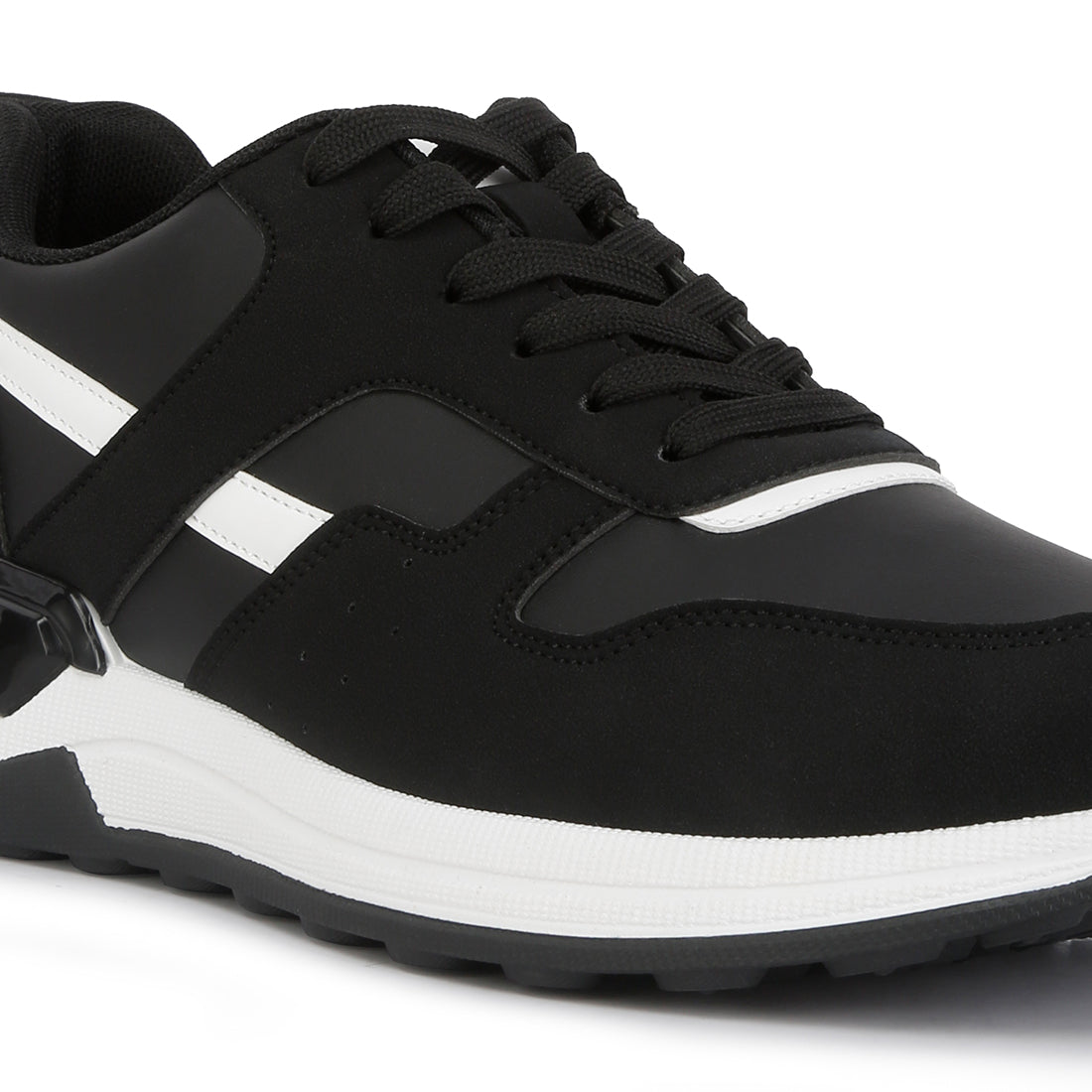 suede paneling detail sneakers#color_black