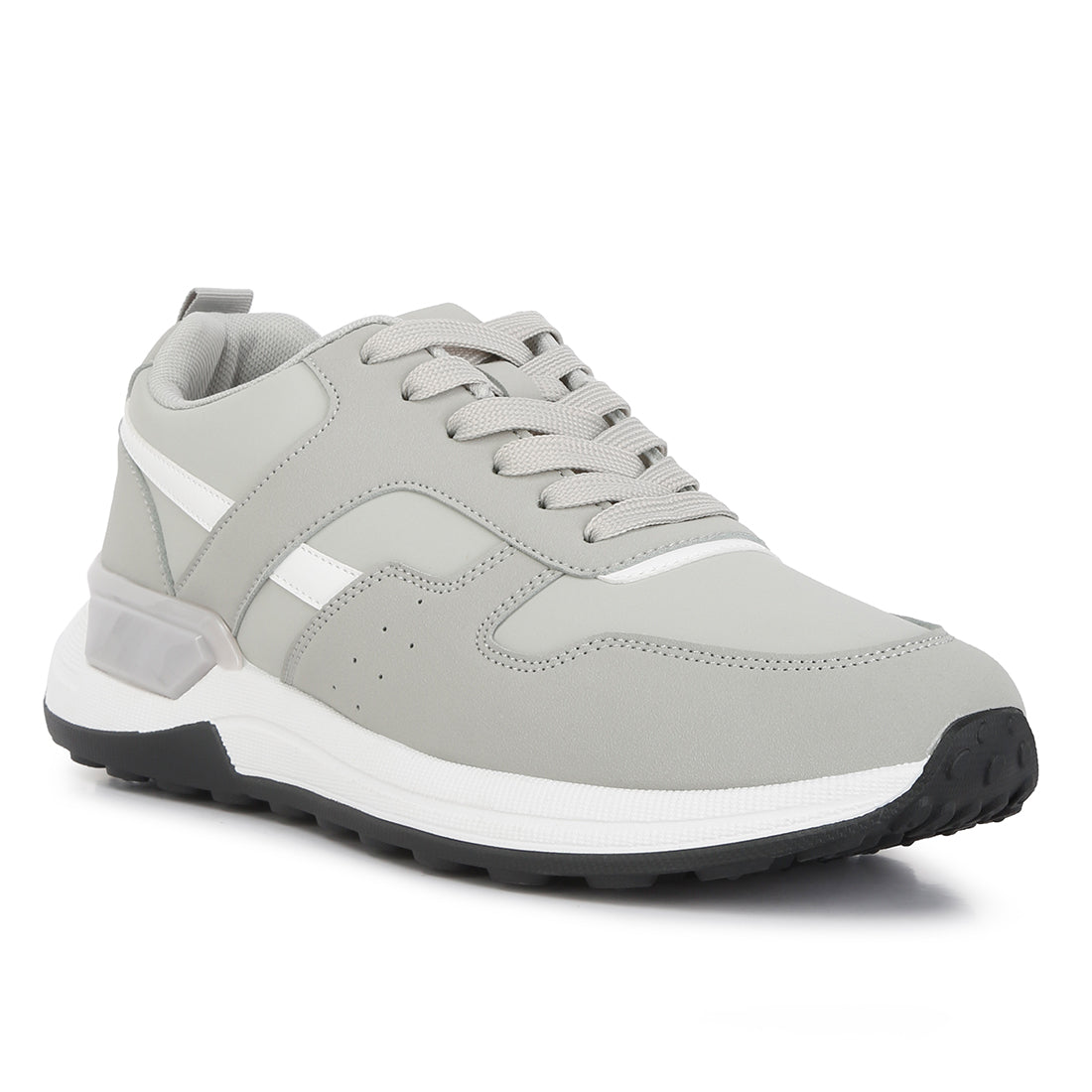 suede paneling detail sneakers#color_grey