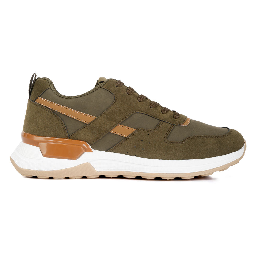 suede paneling detail sneakers#color_khaki